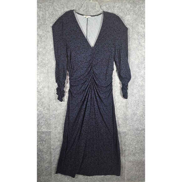 Boden Long Sleeve Midi Dress V Neck Dark Blue Women's Size 16/18R Modest Strech - Picture 2 of 9